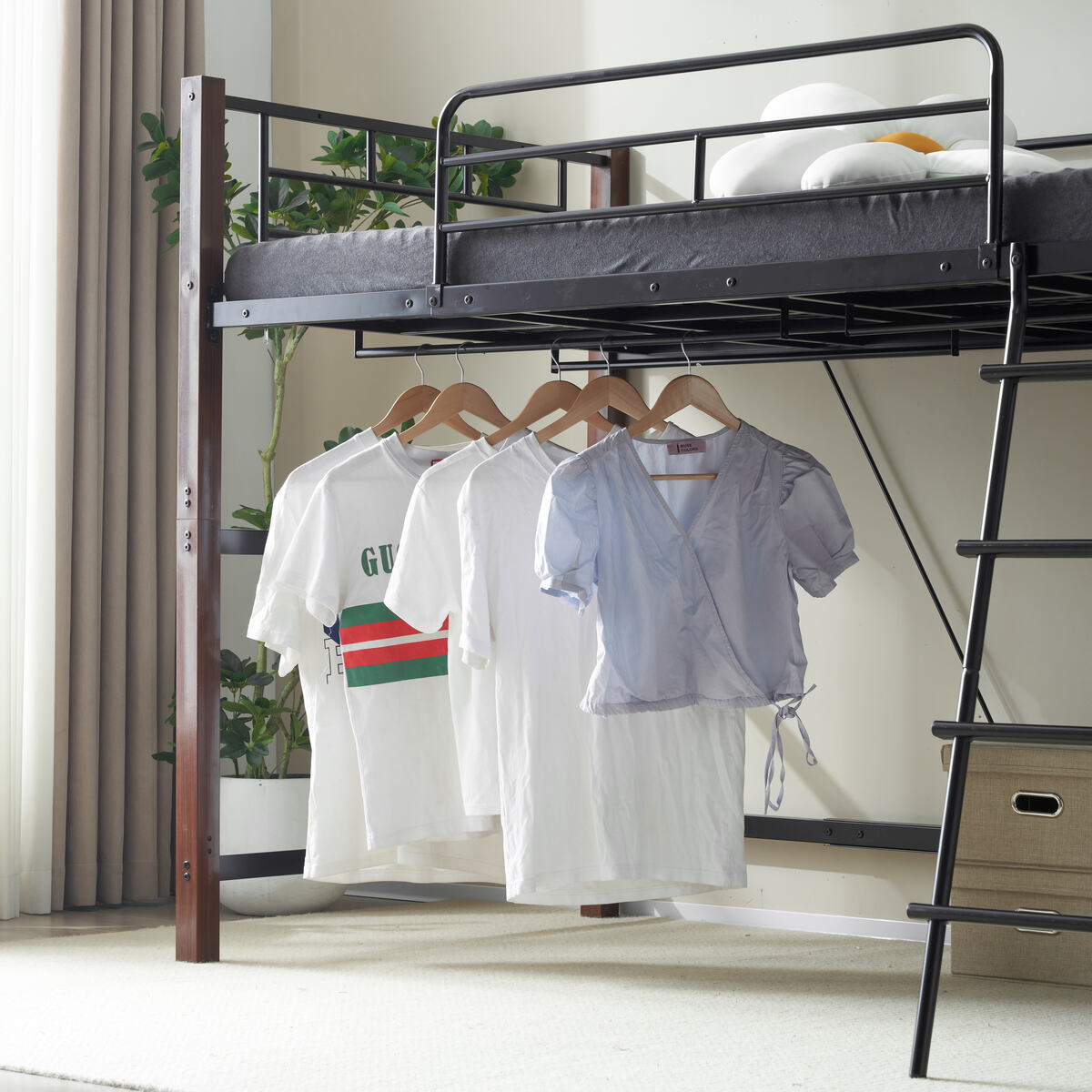 楽天市場】ロフトベッド パイプベッド シングル 耐荷重150kg 高さ140cm