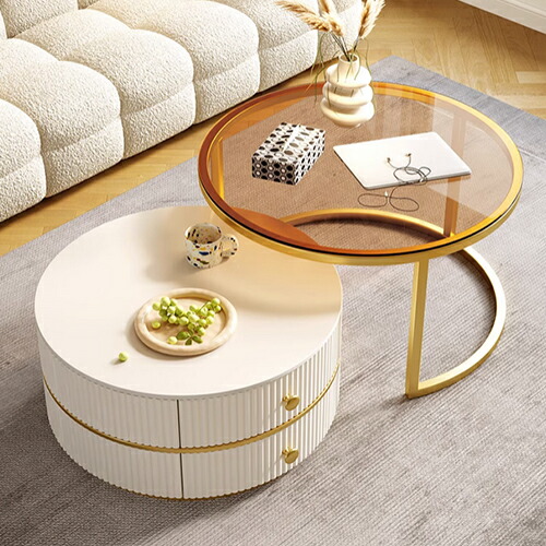 楽天市場】ネストテーブル 2個セット セラミック 円型 丸型 幅45cm 幅