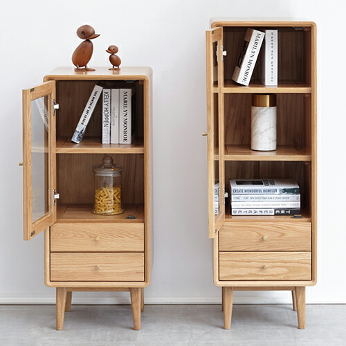楽天市場】キャビネット 木製 ガラス扉 収納棚 高さ100/120cm 引き出し
