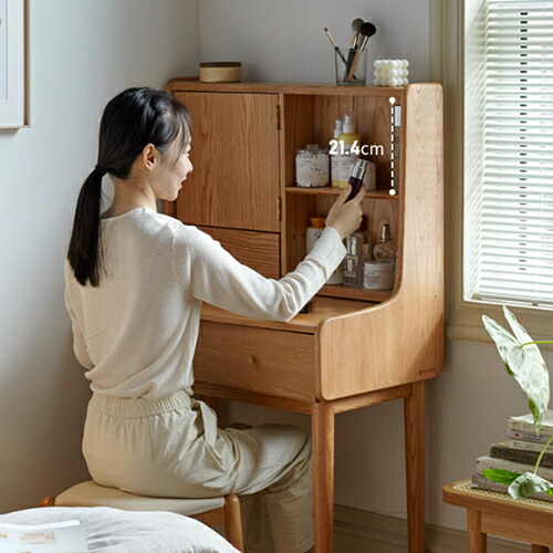 楽天市場】ドレッサー 鏡台 化粧台 天然木 オーク材 幅64cm 幅75cm 幅