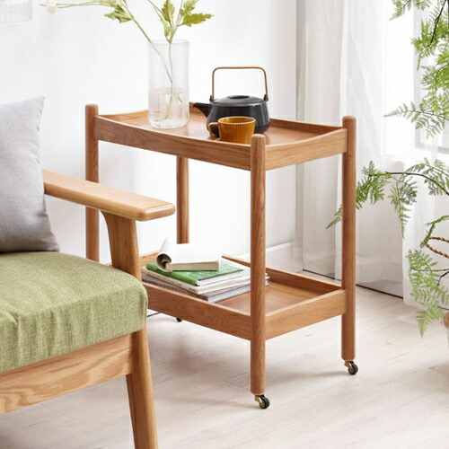 楽天市場】サイドテーブル オーク材 移動 キャスター付き 幅53cm 幅