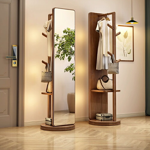 楽天市場】スタンドミラー 鏡 全身鏡 回転機能 姿見鏡 服掛け かがみ