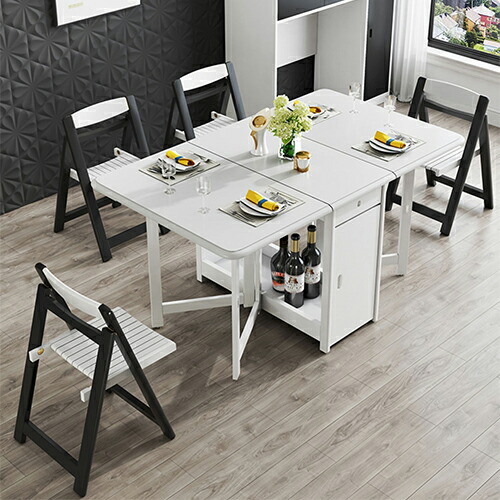 楽天市場】ダイニングテーブル 折りたたみ 木製 収納 幅130cm 4人掛け