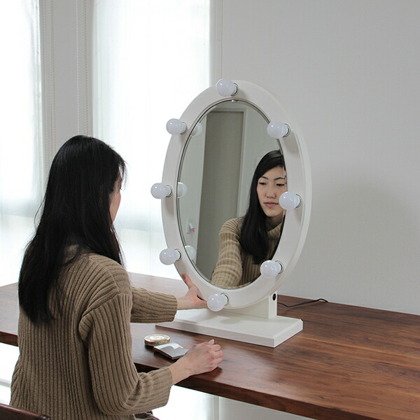 楽天市場】ライト付き ドレッサー led 女優ミラー 卓上 白 日本製 国産