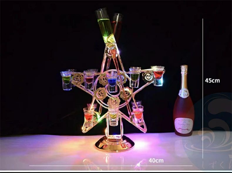 楽天市場】五芒星テキーラ観覧車 LED酒ボトルの表示棚 五芒星 LED酒