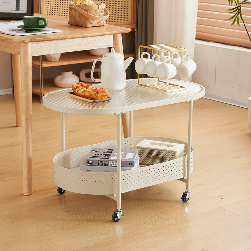 楽天市場】ガラステーブル キャスター付き 収納付き 幅80 センター