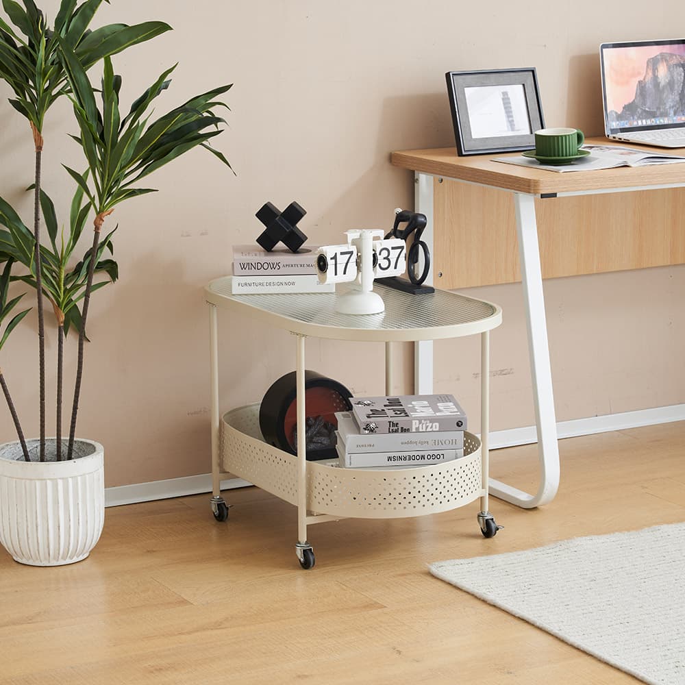 楽天市場】ガラステーブル キャスター付き 収納付き 幅80 センター