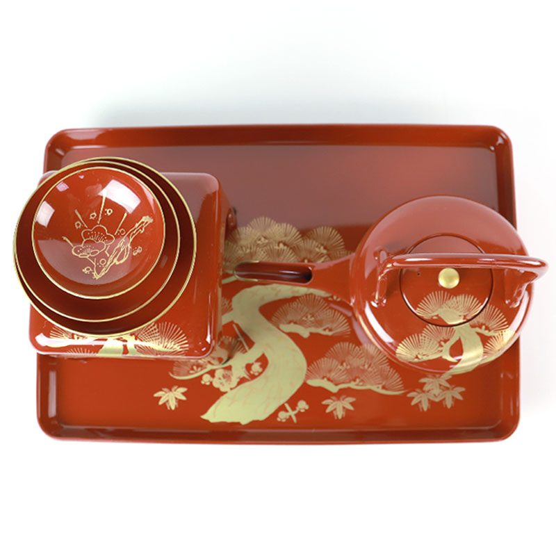 楽天市場】【クーポンで300円OFF】 日本製 屠蘇器 総朱 松竹梅 枠足 四