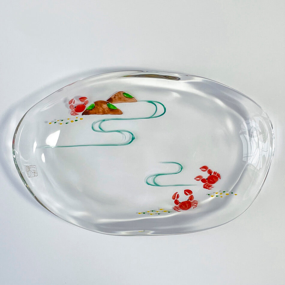 楽天市場】京の色絵ガラス 楕円皿 蟹 京都 和小物 和雑貨 オーバル皿