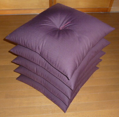 楽天市場】銘仙判座布団 5枚組セット 紫あずき色無地柄 55x59cm