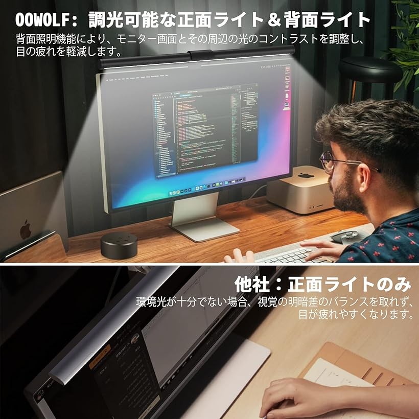 楽天市場】モニターライト バー 41cm 背面ライト付き モニター掛け式