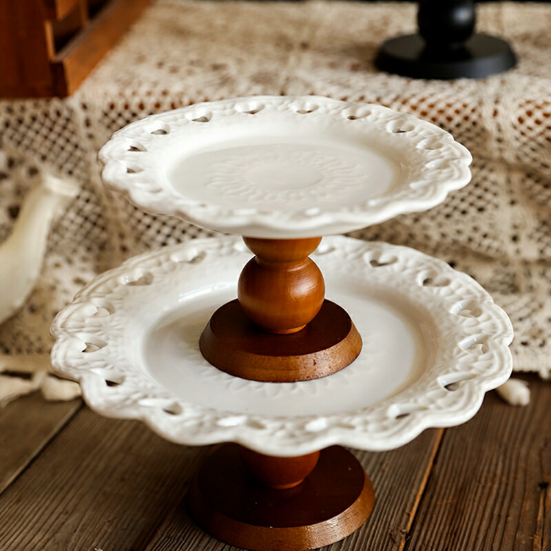 楽天市場】ケーキスタンド ウッドコンポート チーク ケーキ台 陶器 木