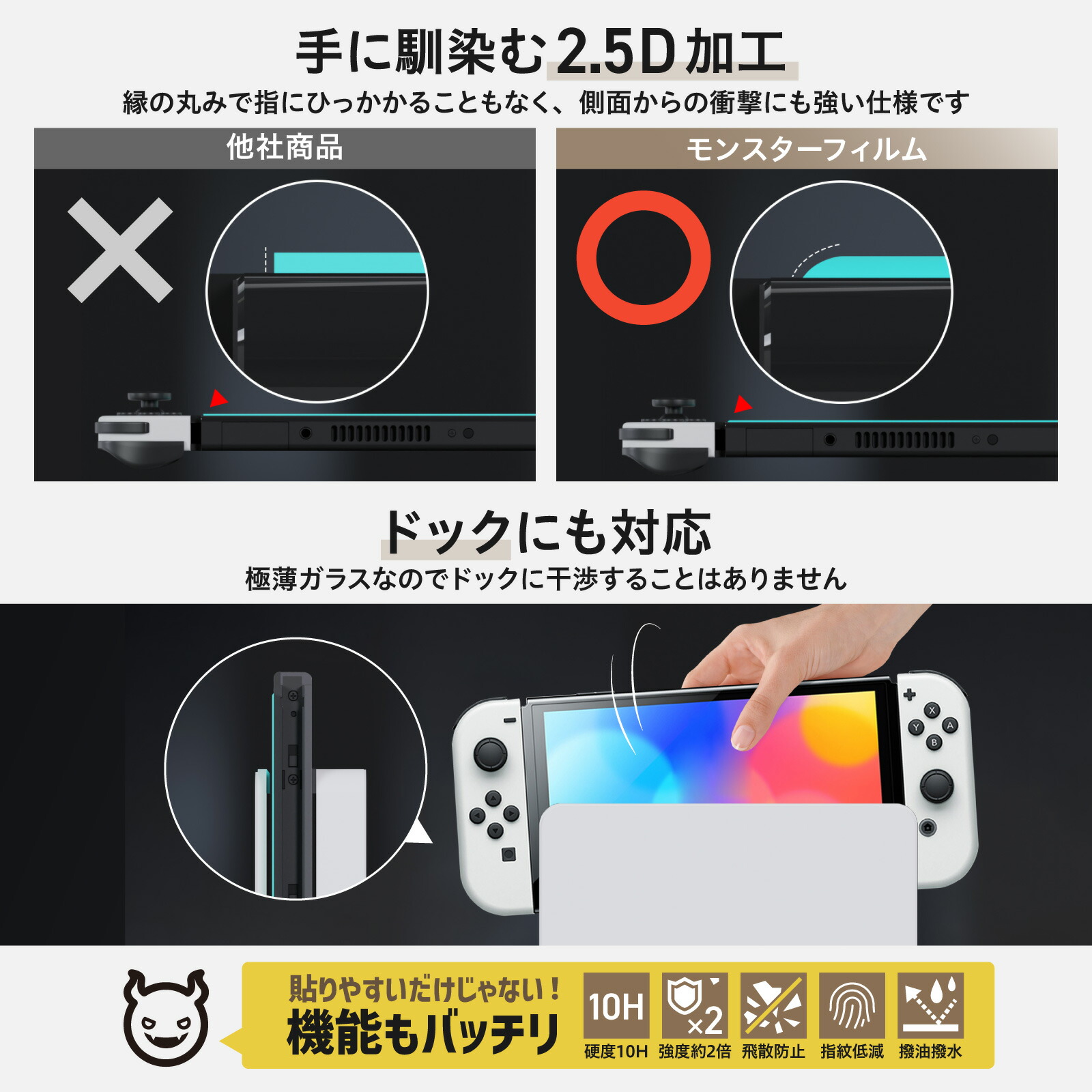 楽天市場】【楽天1位☆簡単貼付＆ 2枚 セット】 Nintendo Switch