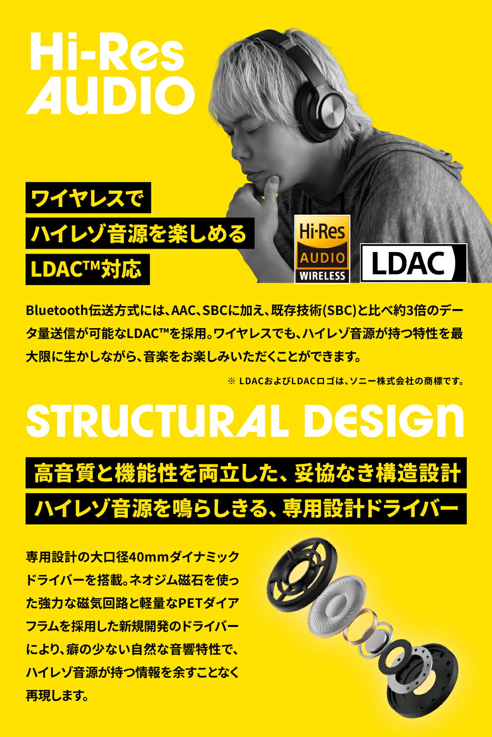 楽天市場】AVIOT WA-V1-PNK ピッドホン3 ピエール中野監修モデル