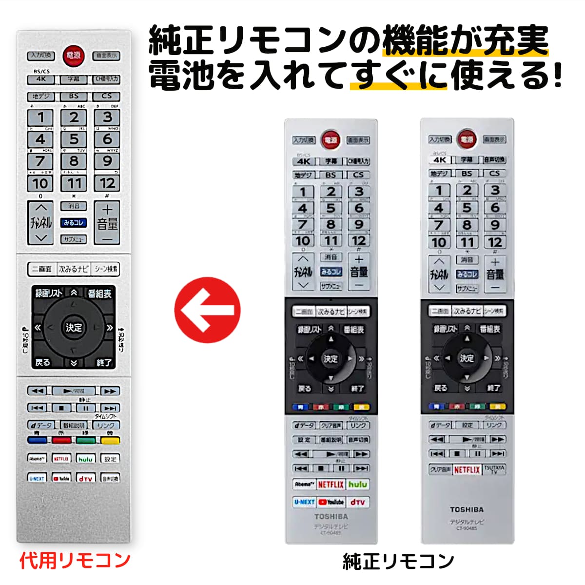 楽天市場】東芝 レグザ テレビ リモコン CT-90485 CT-90489 43M520X