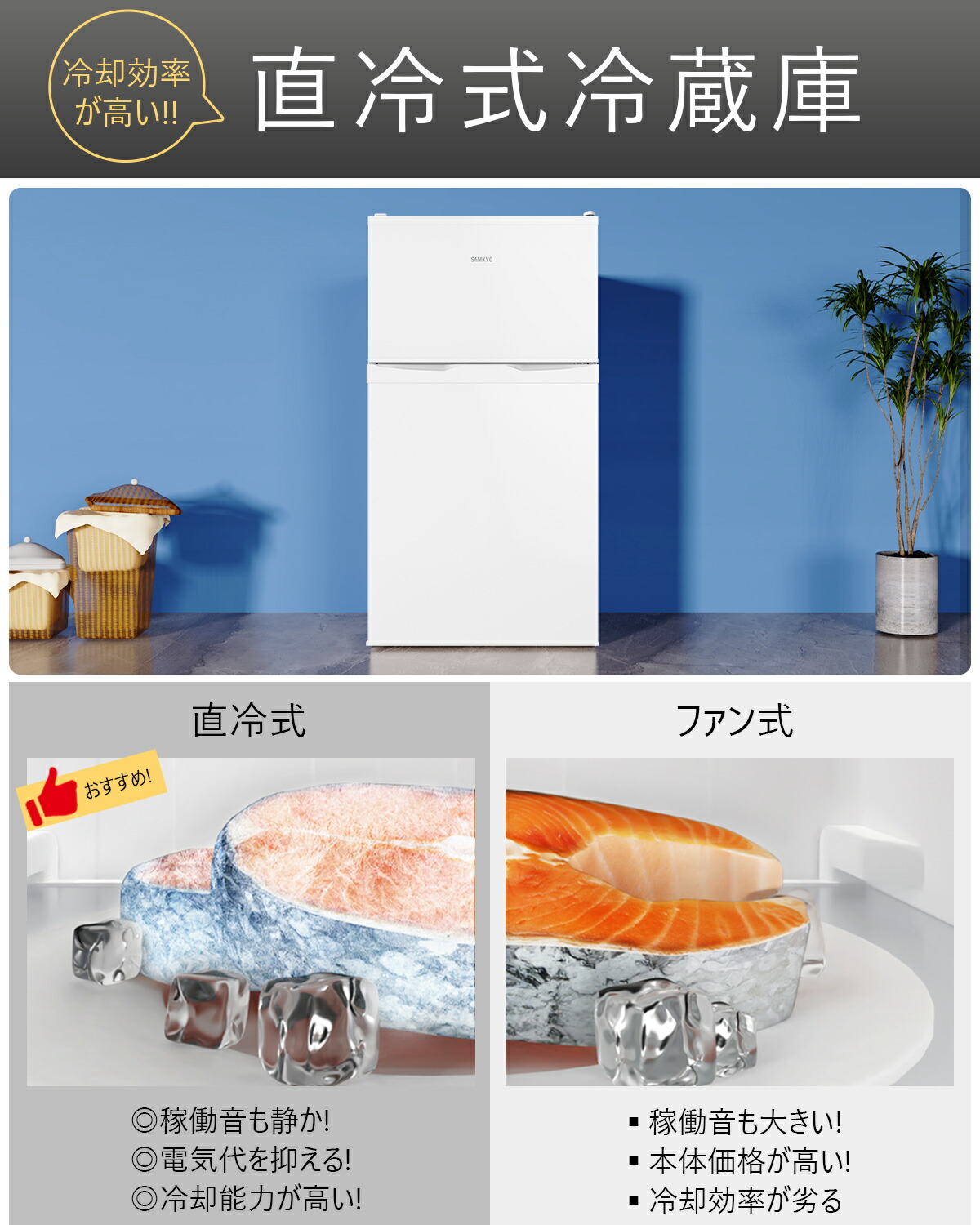 楽天市場】冷蔵庫 95L 小型冷蔵庫 前開き式冷蔵庫 一人暮らし 2ドア