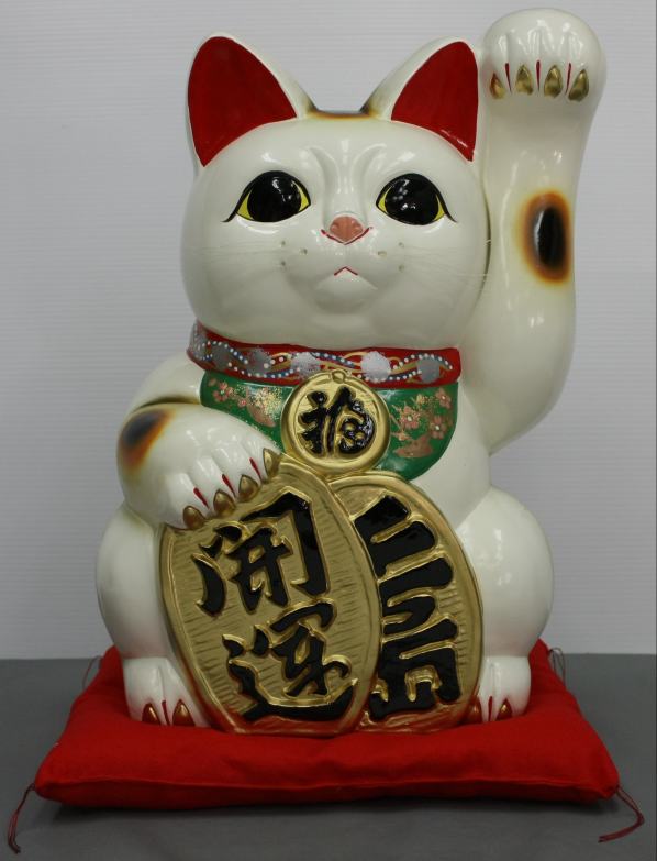 楽天市場】13号開運手長招き猫白（左手、右手をお選びください