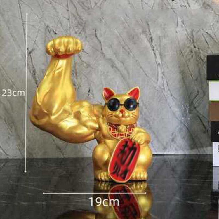 楽天市場】力持ち招き猫 ラッキー猫 ビッグサイズ 大きい ゴールド 金