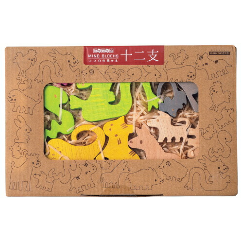 楽天市場】積み木 天然木 玩具 ココロの積み木 十二支 金屏風付き