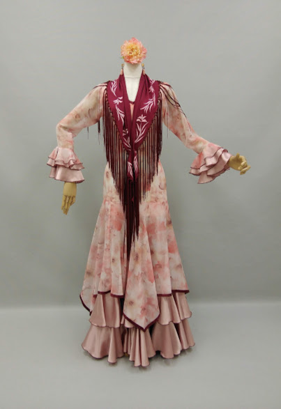 楽天市場】フラメンコ衣装 サーモンピンクワンピース花柄 舞台衣装