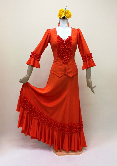 楽天市場】フラメンコ衣装 ブラウス フラメンコ オレンジ全18色 特殊