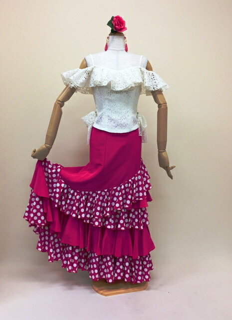 楽天市場】フラメンコ衣装 スカート 水玉ファルダ4段フリル ピンクに