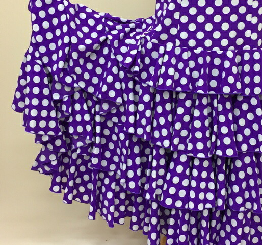 楽天市場】フラメンコ衣装 スカート 水玉ファルダ4段フリル 紫地に白