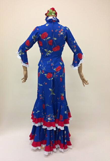 楽天市場】フラメンコ衣装 青花柄衣裳 花柄ツーピース 胸元フリル