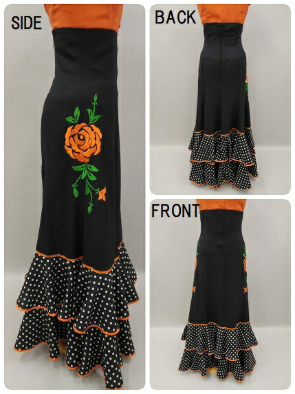 楽天市場】フラメンコ衣装 ハイウエスト スカート ファルダ 刺繍 バラ