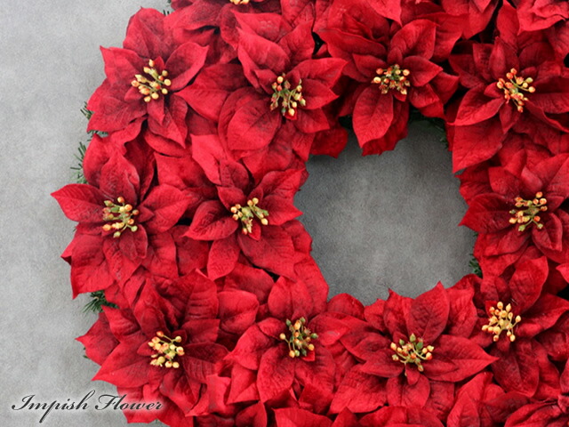 楽天市場】クリスマスリース ポインセチア 60cm 赤 特大 大きい 玄関