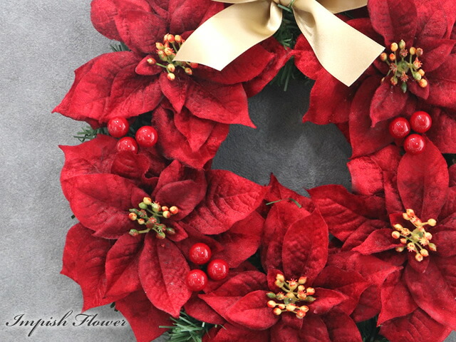 楽天市場】クリスマスリース 玄関 おしゃれ ポインセチア 高級 豪華