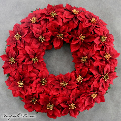 楽天市場】クリスマスリース ポインセチア 60cm 赤 特大 大きい 玄関