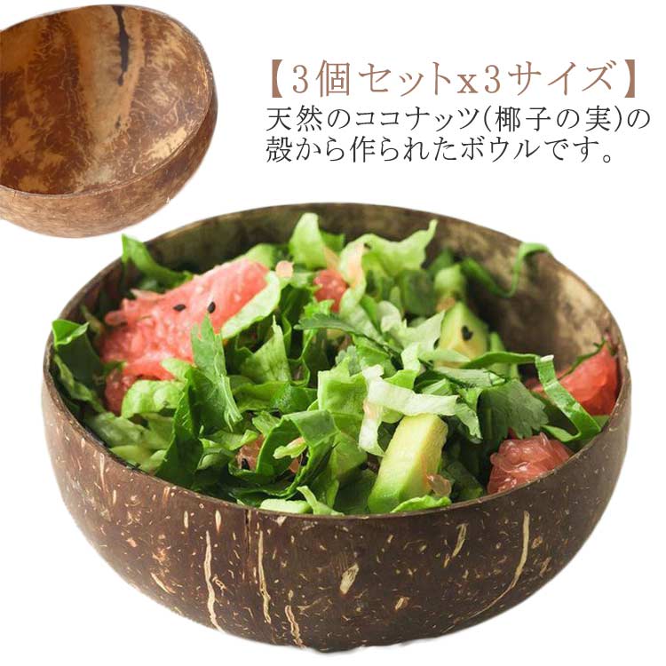 楽天市場】ココナッツボウル 3個セット 食器 サラダボウル S M L