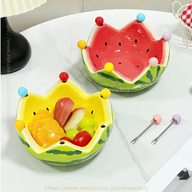 楽天市場】おしゃれなフルーツプレートセット スイカ型陶器皿 付属