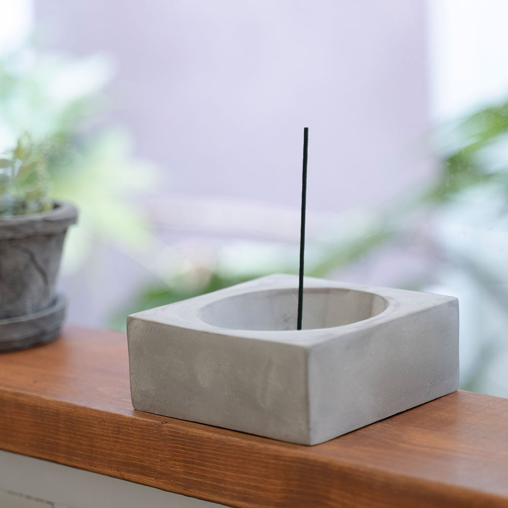 楽天市場】お香立て おしゃれ 石風 グレー セメント インセンス