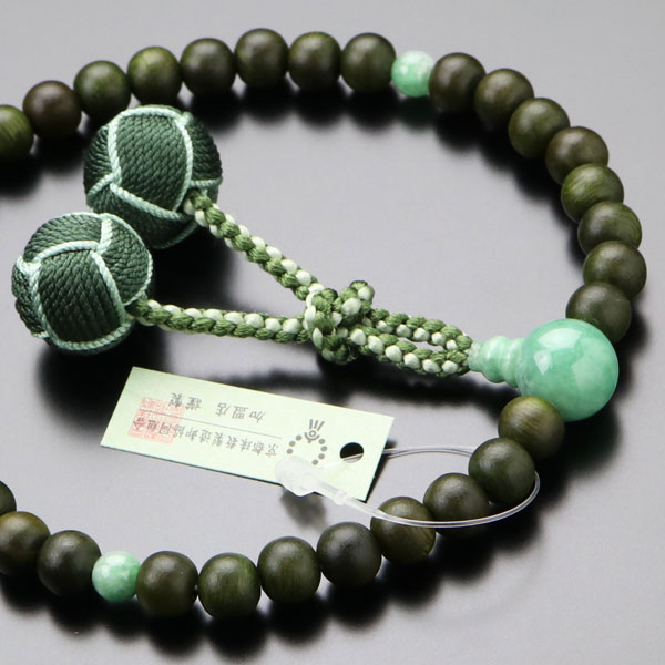 楽天市場】数珠 女性用 約7×8ミリ 生命樹（緑檀） 3天 ビルマ翡翠 2色