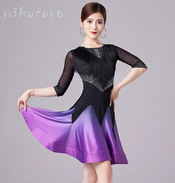 楽天市場】レディース ラテンドレス 社交ダンス ワンピース キラキラ