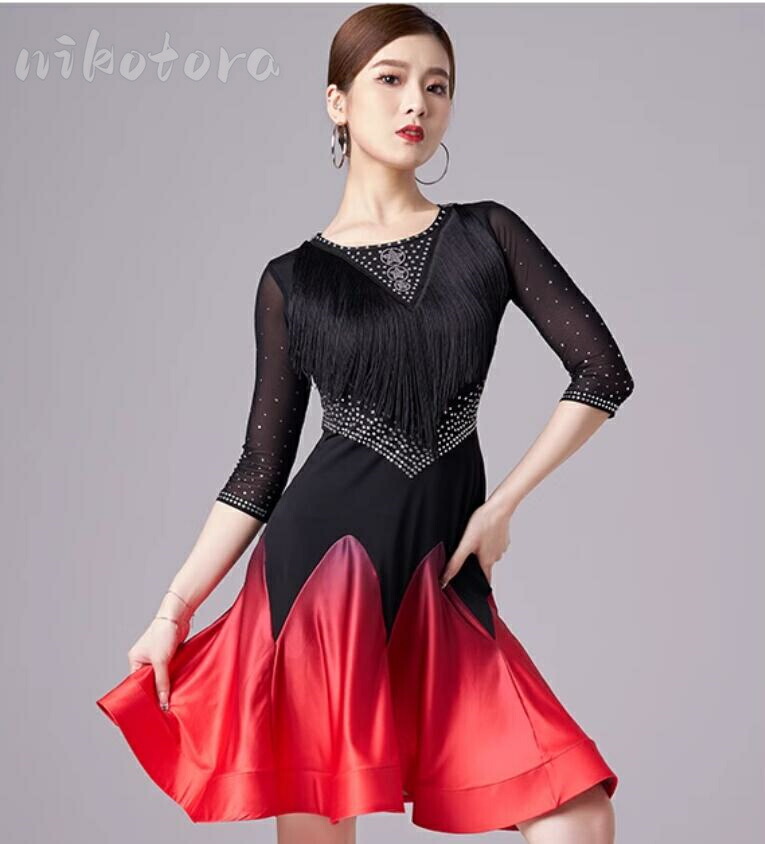 楽天市場】レディース ラテンドレス 社交ダンス ワンピース キラキラ