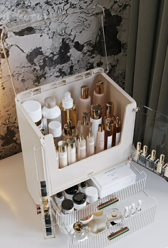 楽天市場】3色 メイクボックス コスメボックス 化粧品収納 大容量 防塵