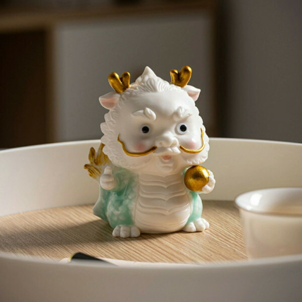 楽天市場】龍の置物 新年 竜縁起もの 陶磁器 青 風水 龍 置物 合金