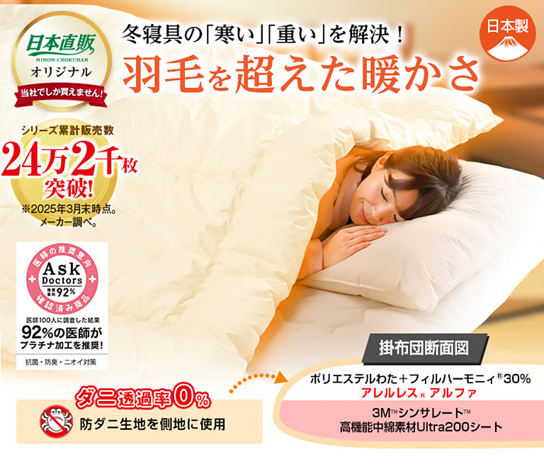 楽天市場】ウルトラ200使用シンサレート 高機能 中綿素材 掛布団