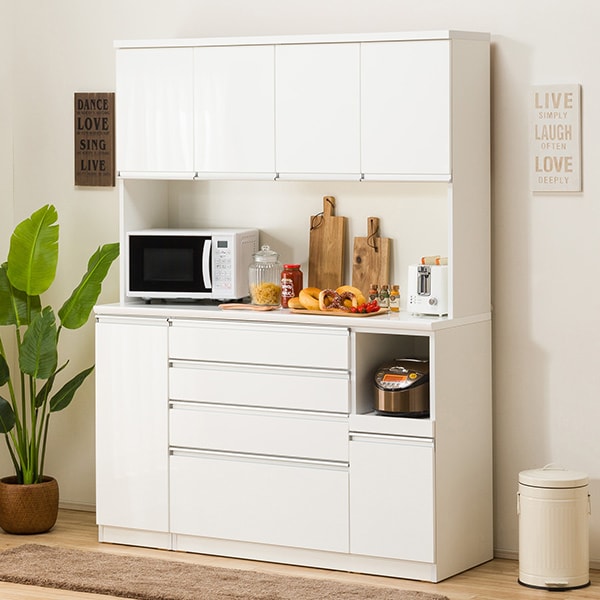 楽天市場】[幅150cm] 食器棚 (レジューム 150TF-H WH/150QH-R WH