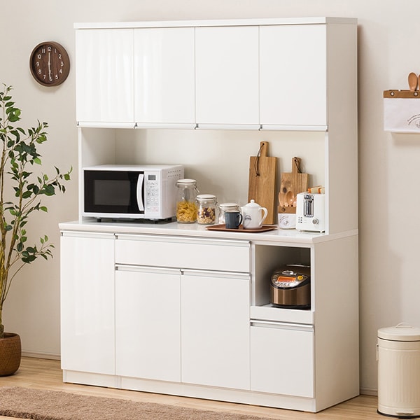 楽天市場】[幅150cm] 食器棚 (レジューム 150TF-H WH/150TL-R WH