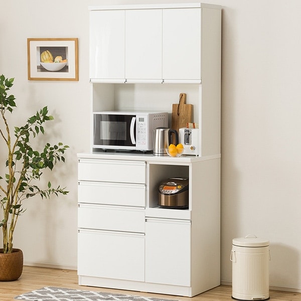 楽天市場】[幅90cm] キッチンボード (レジューム 90TF-H WH/90QH-R WH