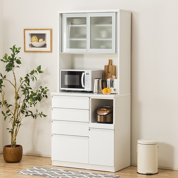 楽天市場】[幅90cm] キッチンボード (レジューム 90AG-S WH/90QH-R WH