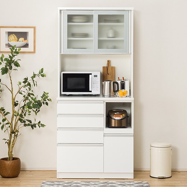 楽天市場】[幅90cm] キッチンボード (レジューム 90AG-S WH/90QH-R WH