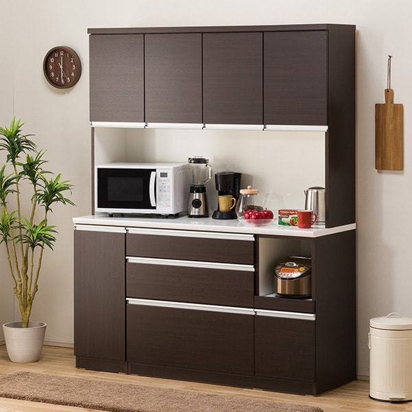 楽天市場】[幅150cm] 食器棚 (レジューム 150TF-H DBR/150QL-R DBR