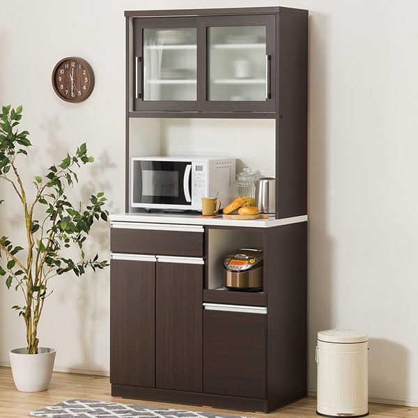 楽天市場】[幅90cm] キッチンボード (レジューム 90TG-S DBR/90TH-R