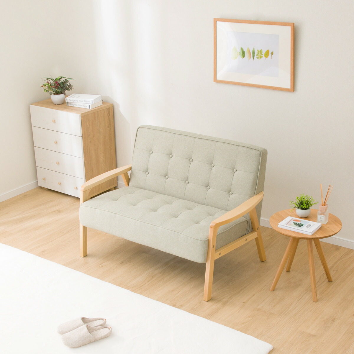 楽天市場】2人掛け 天然木フレームのコンパクトソファ (ルッキ2KD