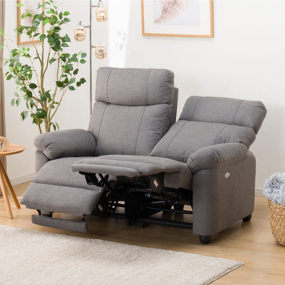 楽天市場】2人掛け 電動布張りリクライニングソファ (グラッゼ GY